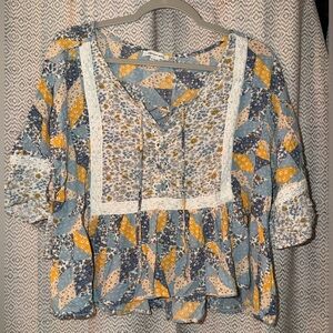American Eagle Outfitters Geometric Floral Blouse